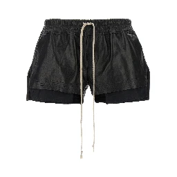 Black Lamb Leather Bermuda Shorts