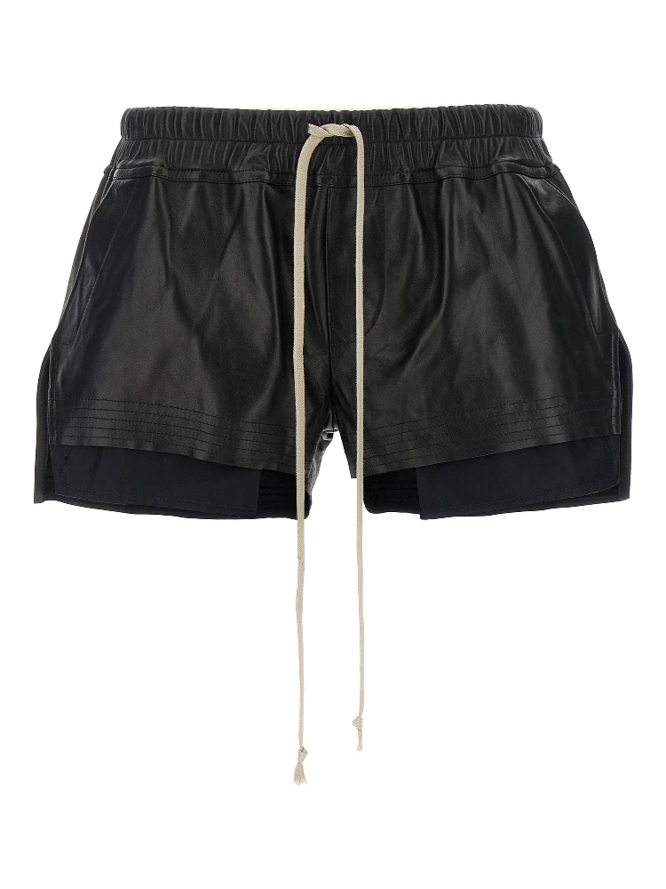 Black Lamb Leather Bermuda Shorts