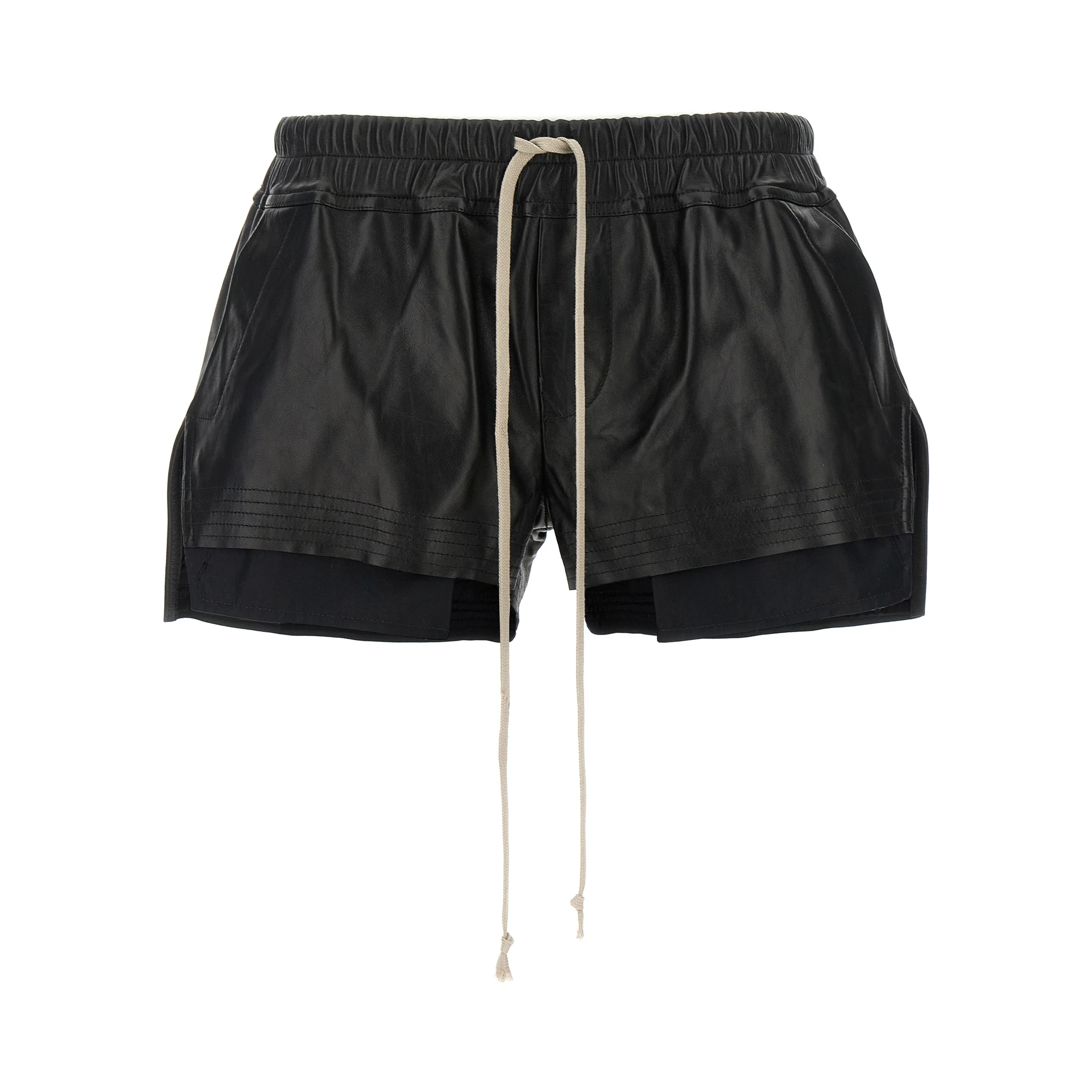 Black Lamb Leather Bermuda Shorts