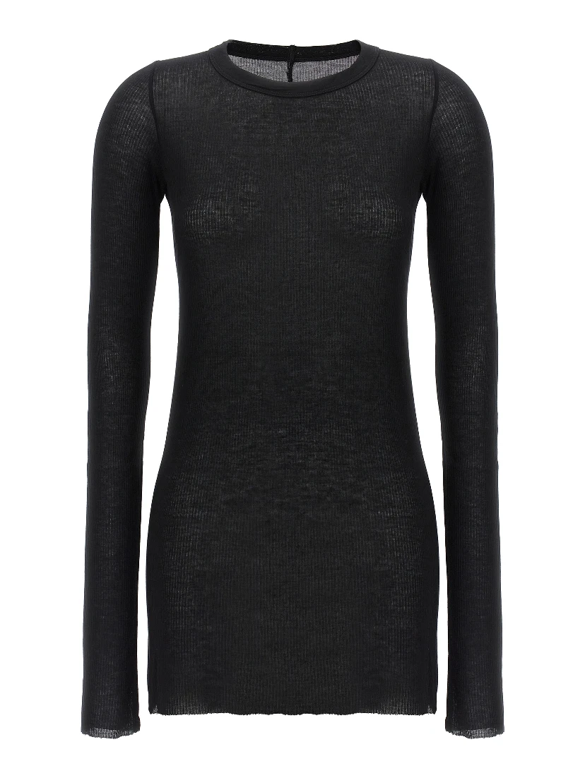 Black Viscose Long Sleeve T-Shirt