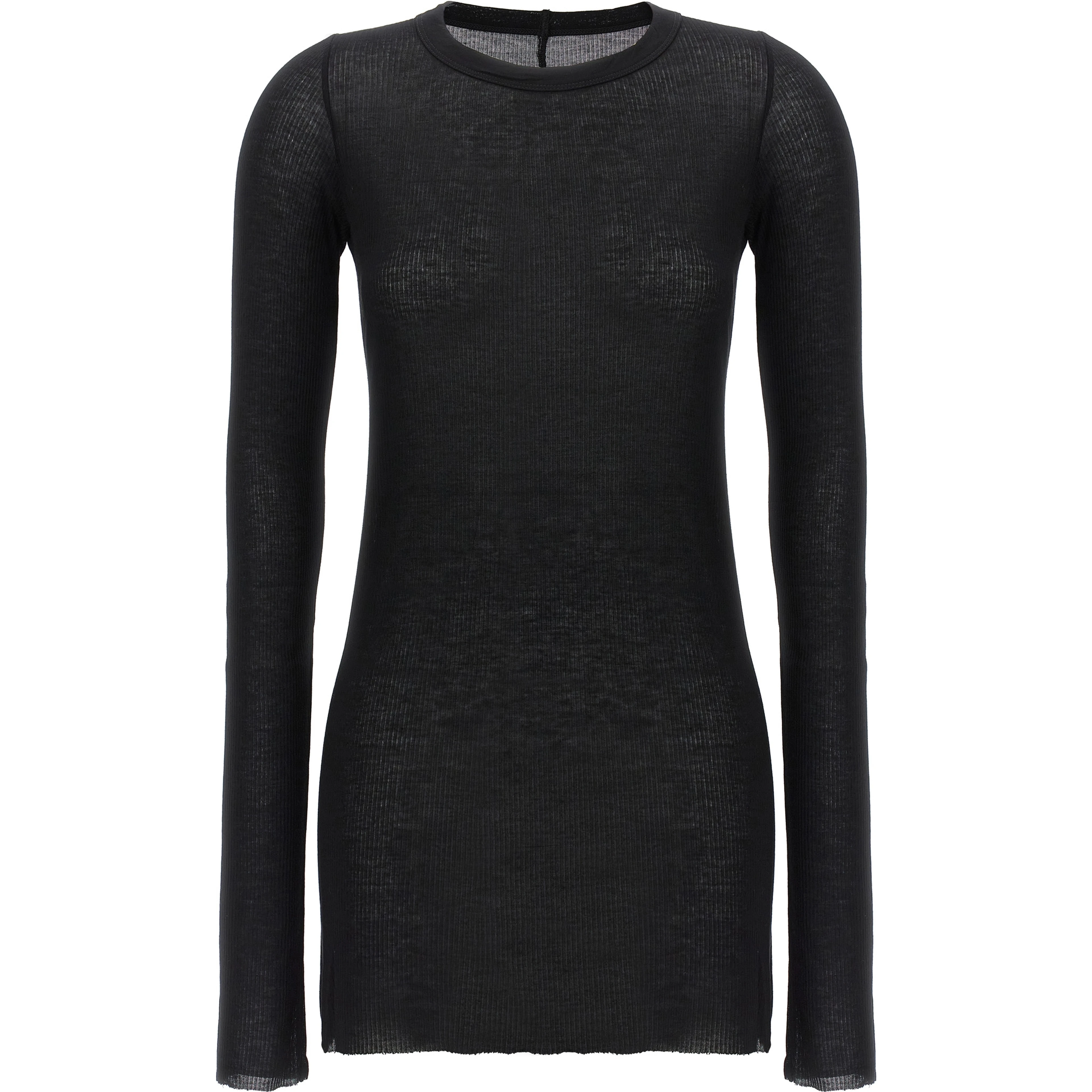 Black Viscose Long Sleeve T-Shirt