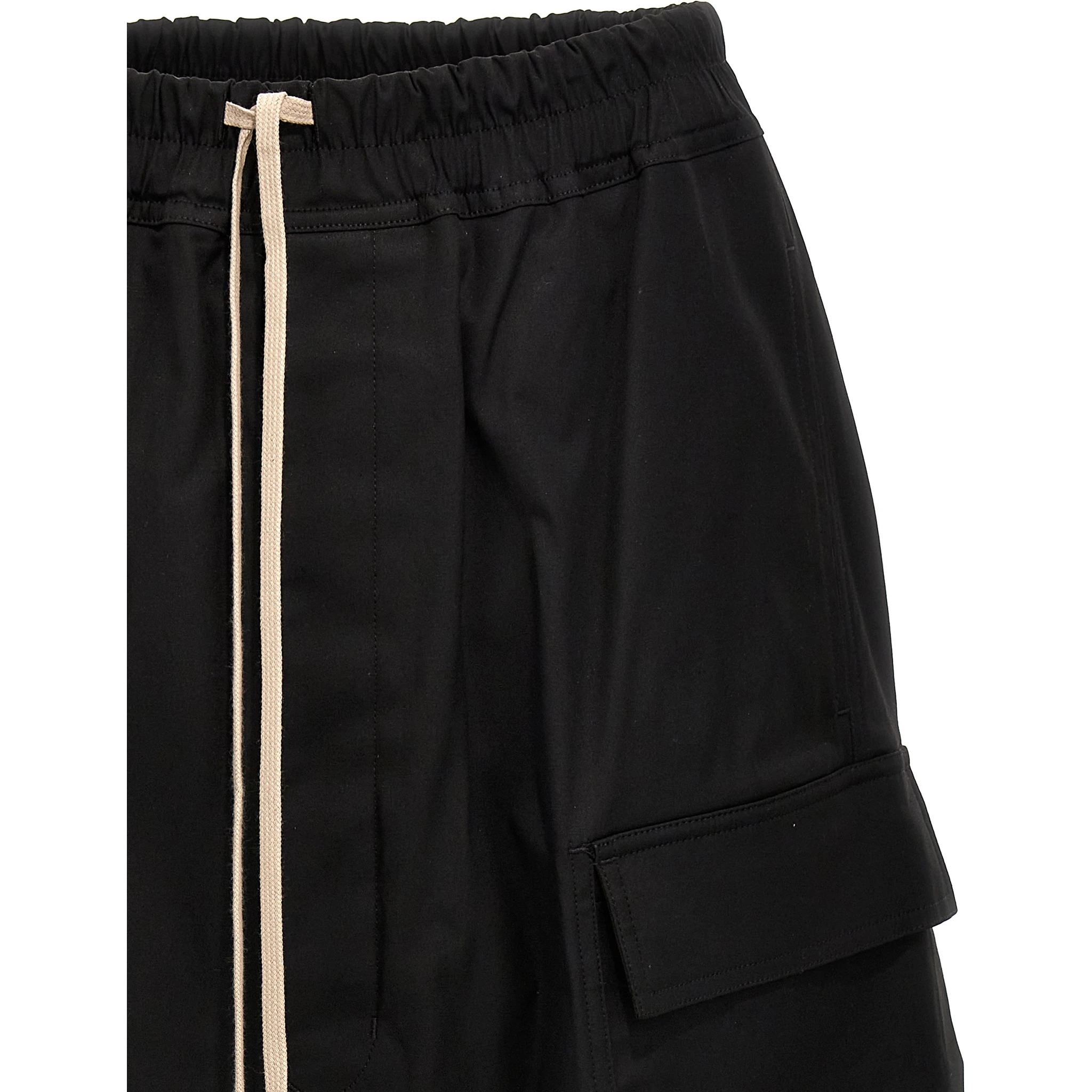 Black Cotton Bermuda Shorts