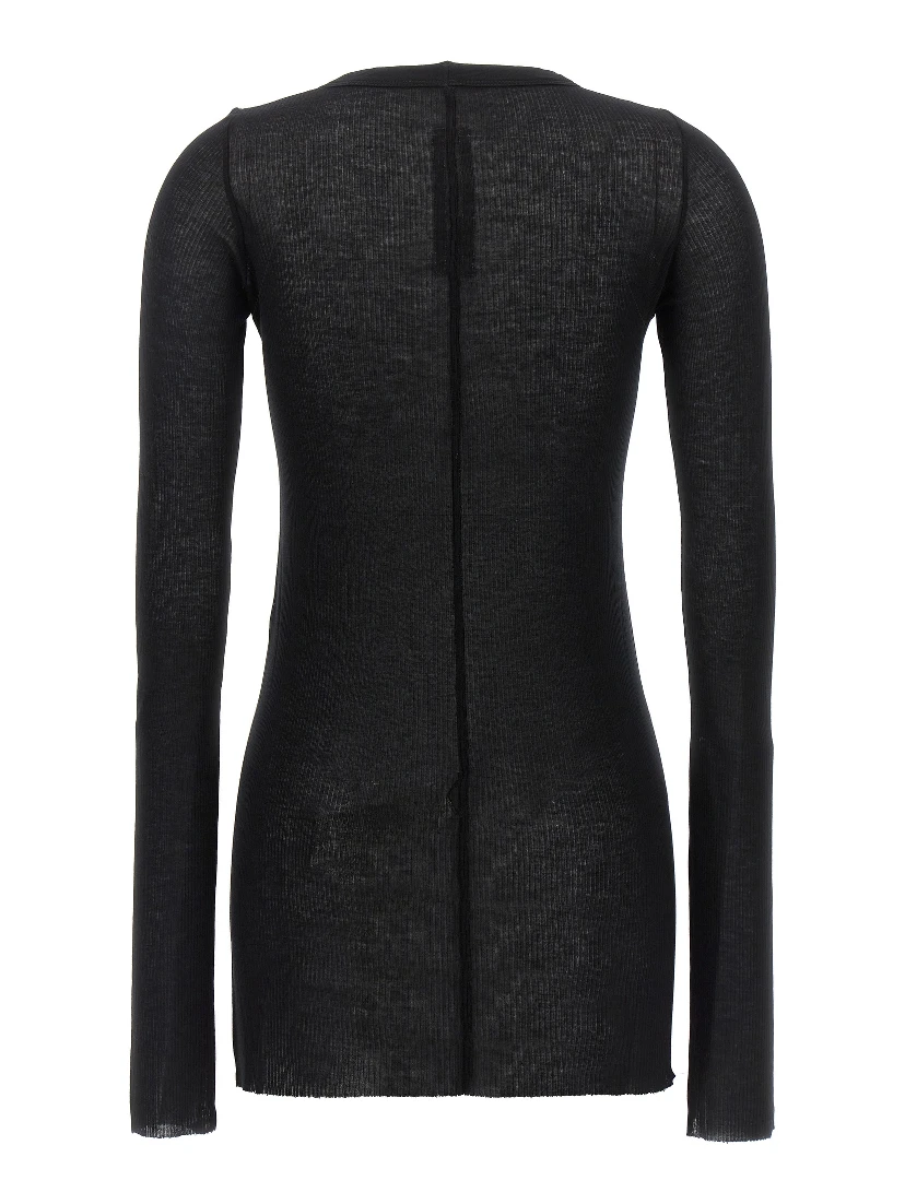 Black Viscose Long Sleeve T-Shirt