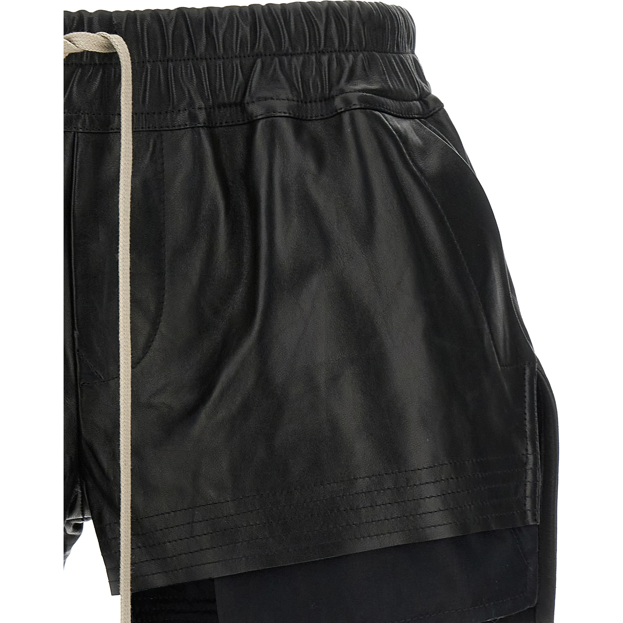 Black Lamb Leather Bermuda Shorts
