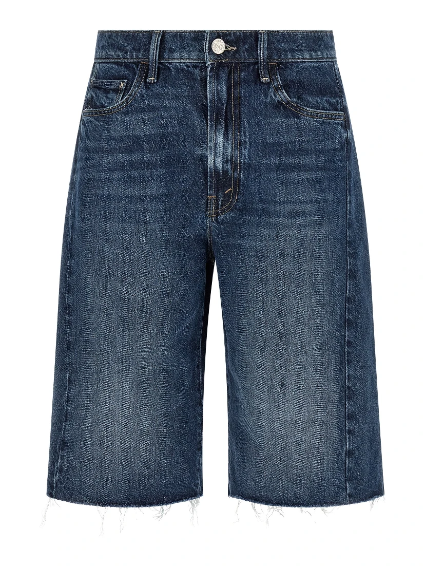 Blue Cotton Bermuda Shorts