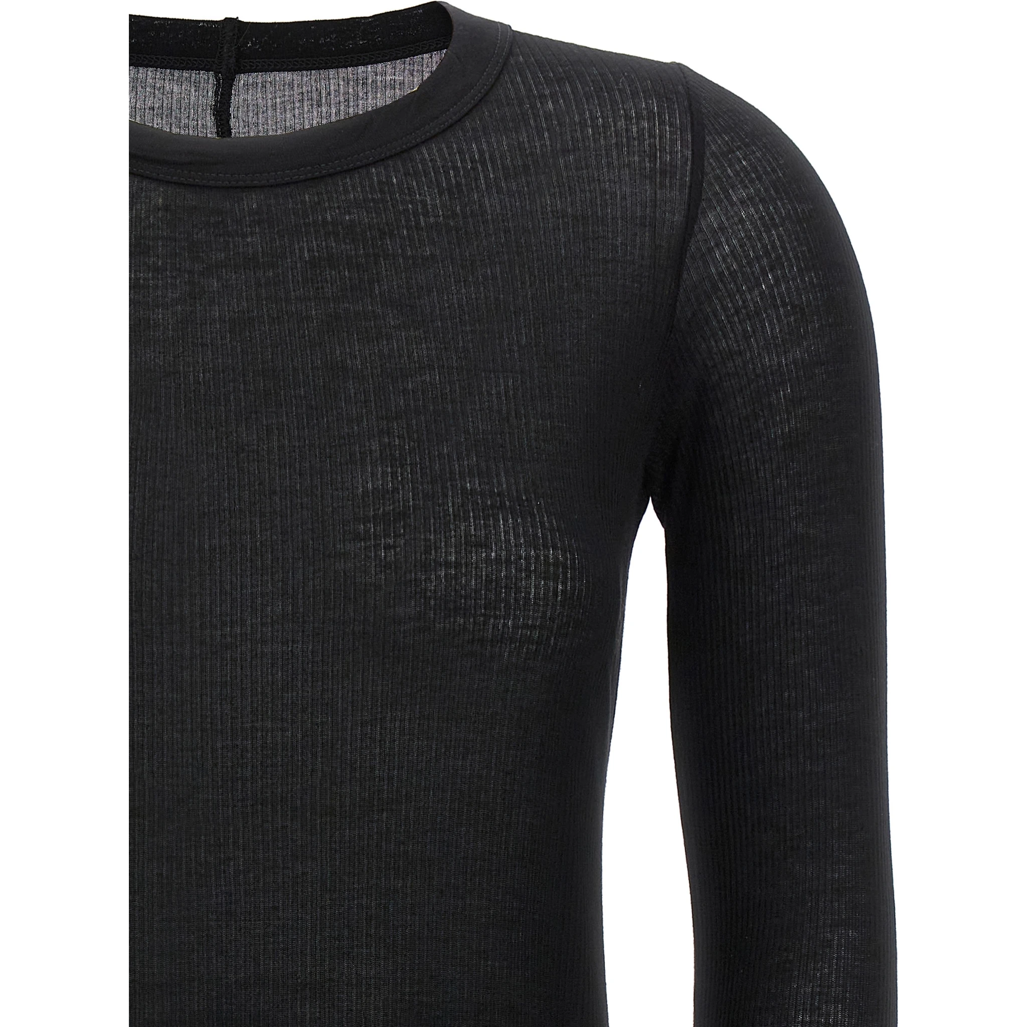 Black Viscose Long Sleeve T-Shirt
