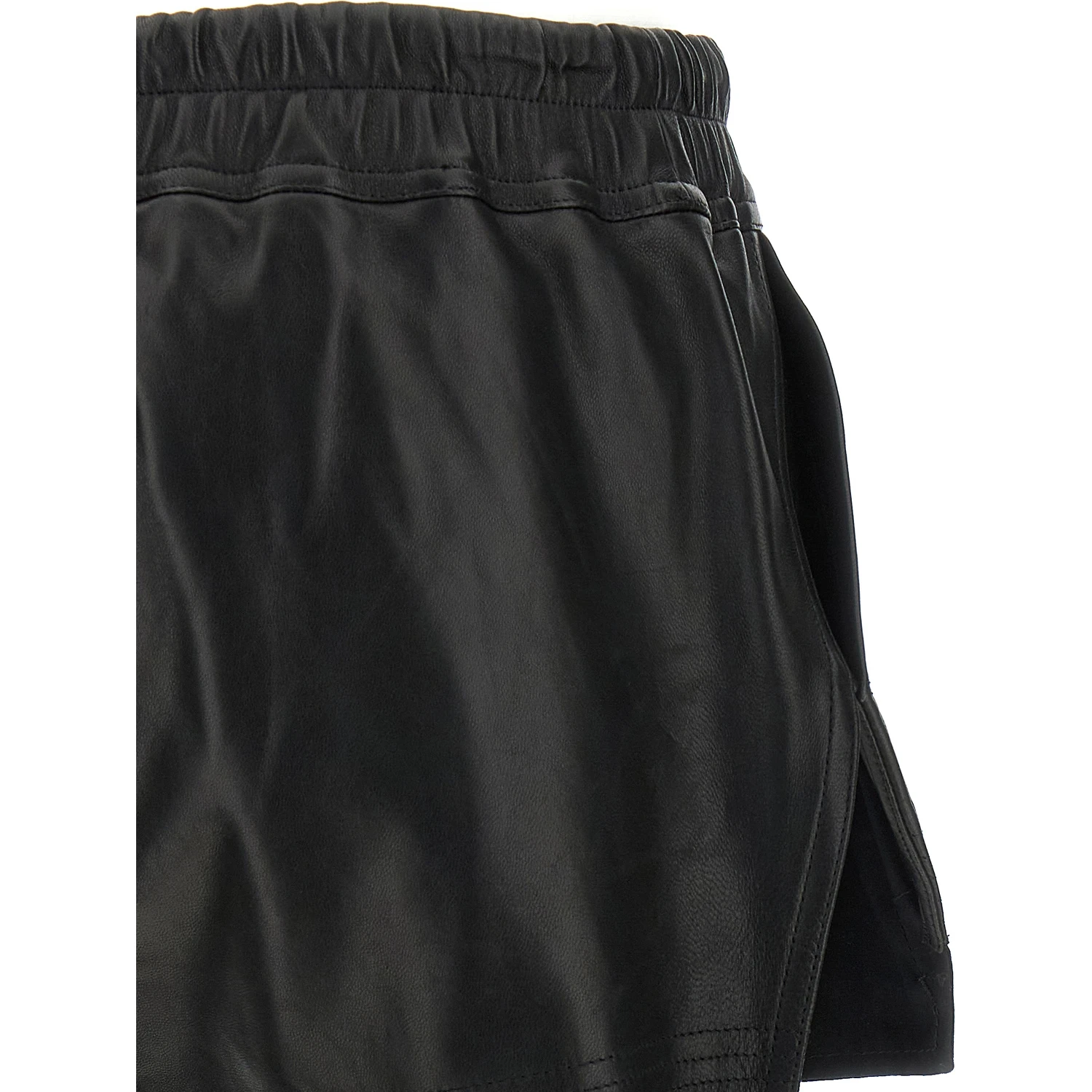 Black Lamb Leather Bermuda Shorts