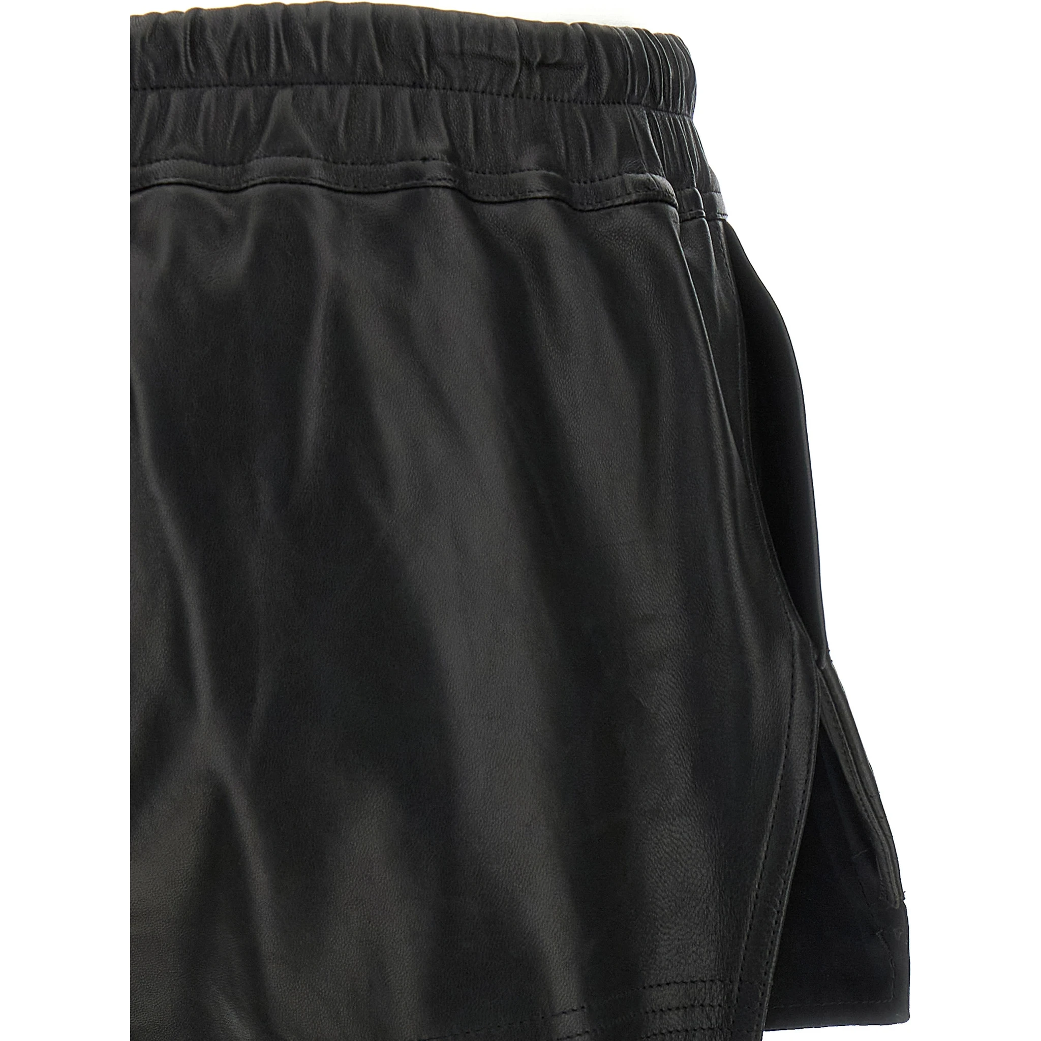 Black Lamb Leather Bermuda Shorts