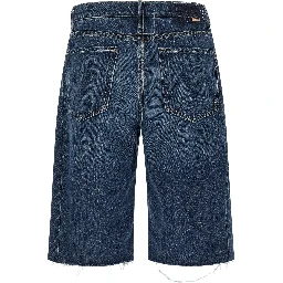 Blue Cotton Bermuda Shorts