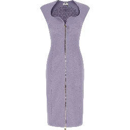 Purple Polyester Midi Dress