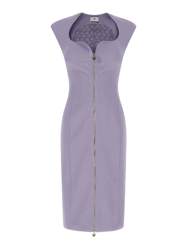 Purple Polyester Midi Dress