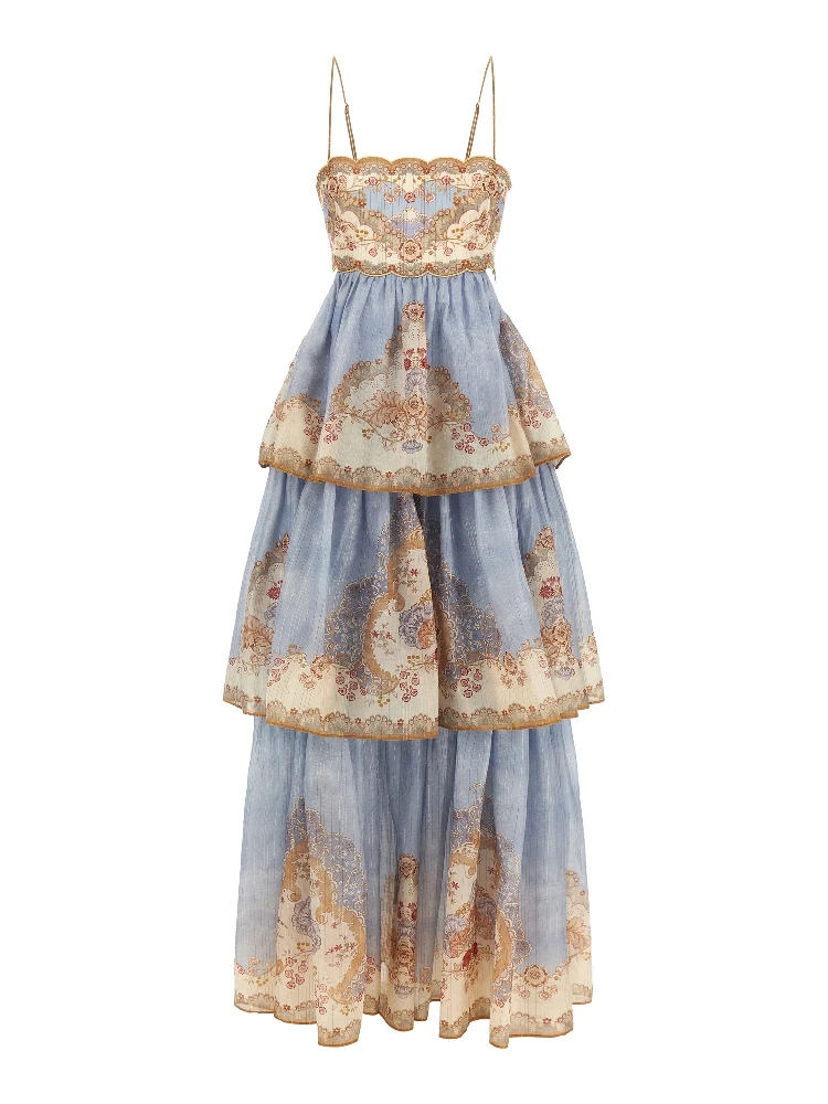 Blue Cotton Long Dress