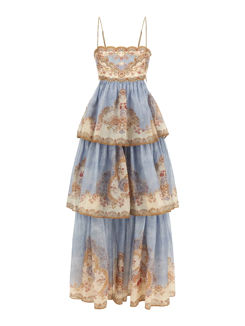 Blue Cotton Long Dress