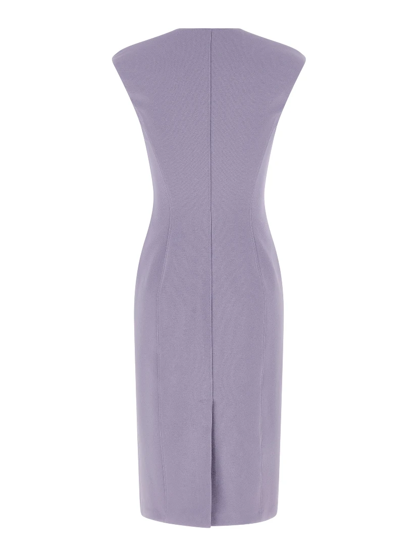 Purple Polyester Midi Dress