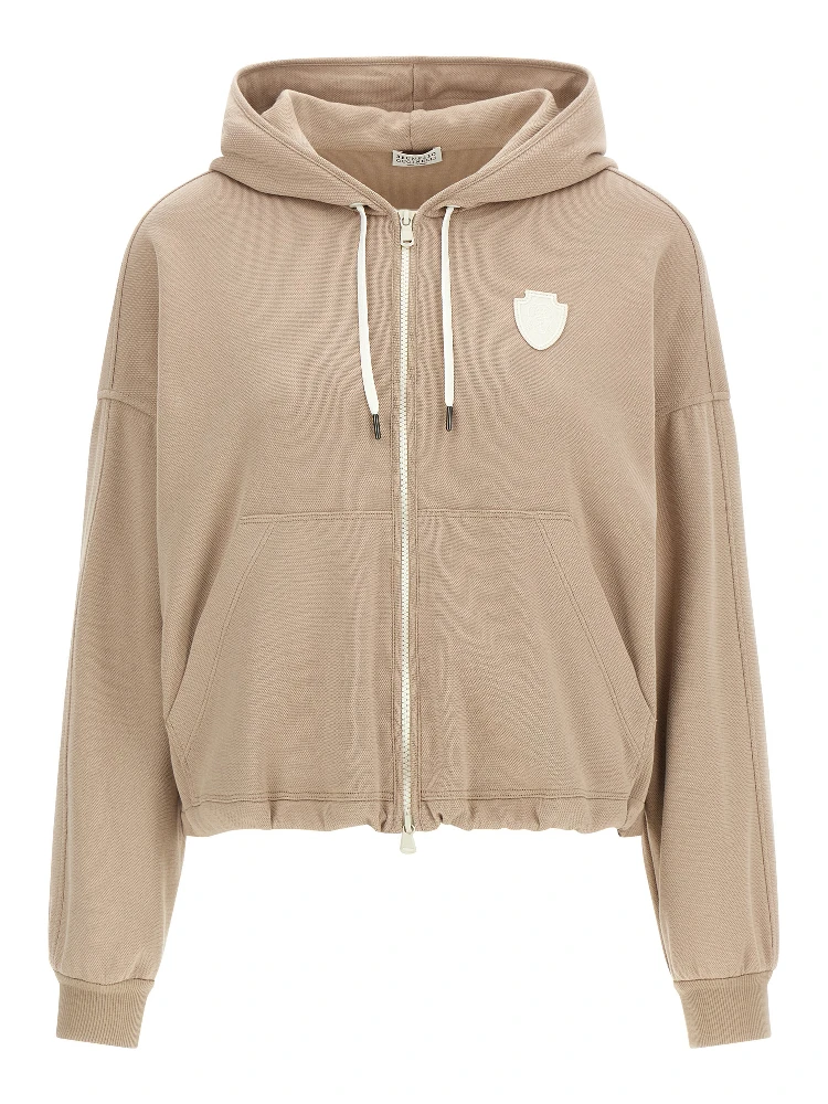 Beige Cotton Hoodie