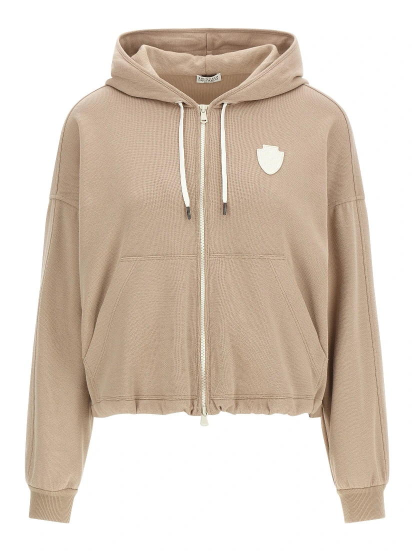 Beige Cotton Hoodie
