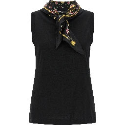 Black Cotton Sleeveles T-Shirt
