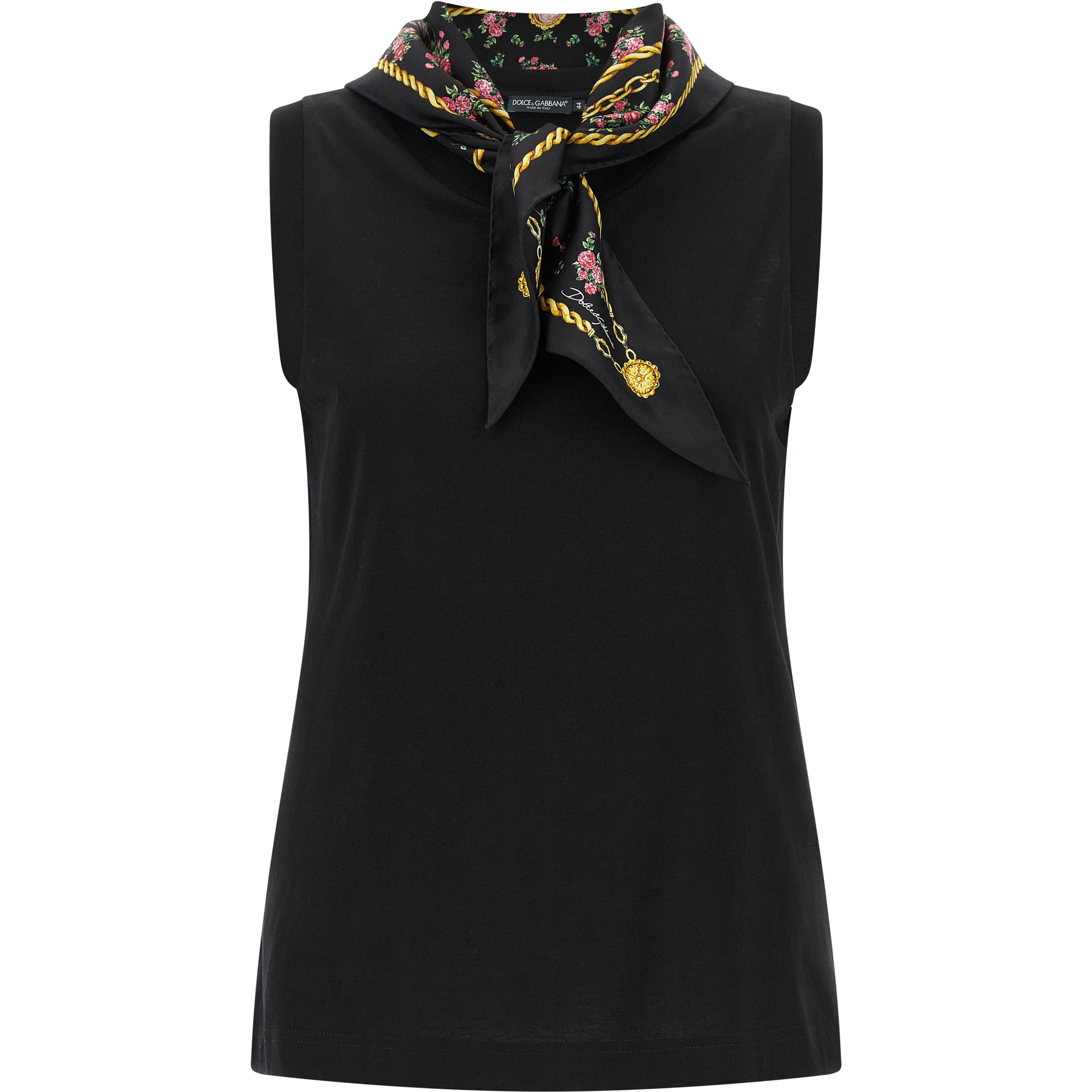 Black Cotton Sleeveles T-Shirt