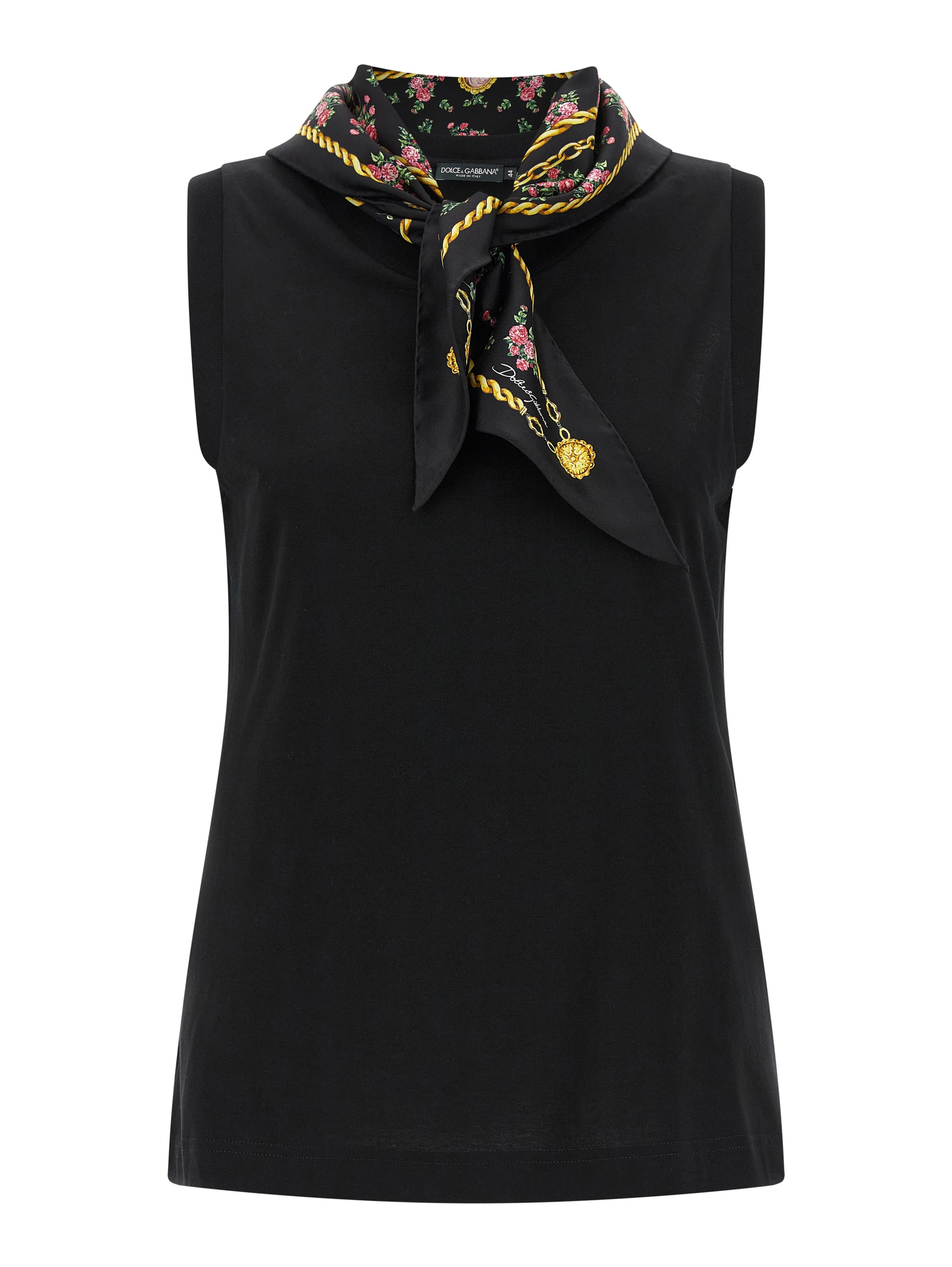 Black Cotton Sleeveles T-Shirt