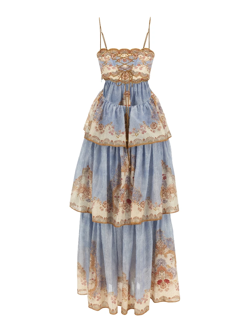Blue Cotton Long Dress