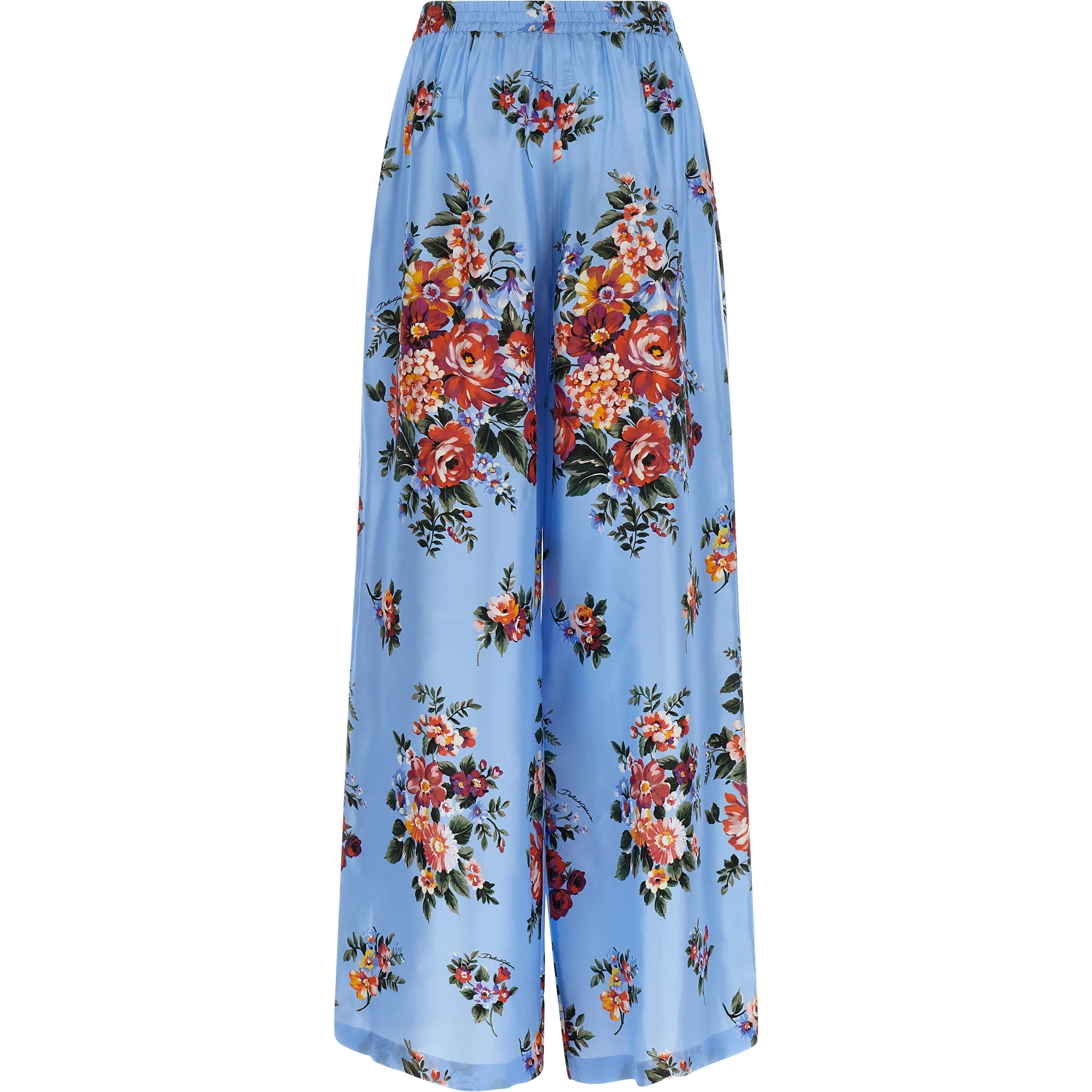 Blue Silk Casual Pants