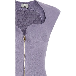 Purple Polyester Midi Dress