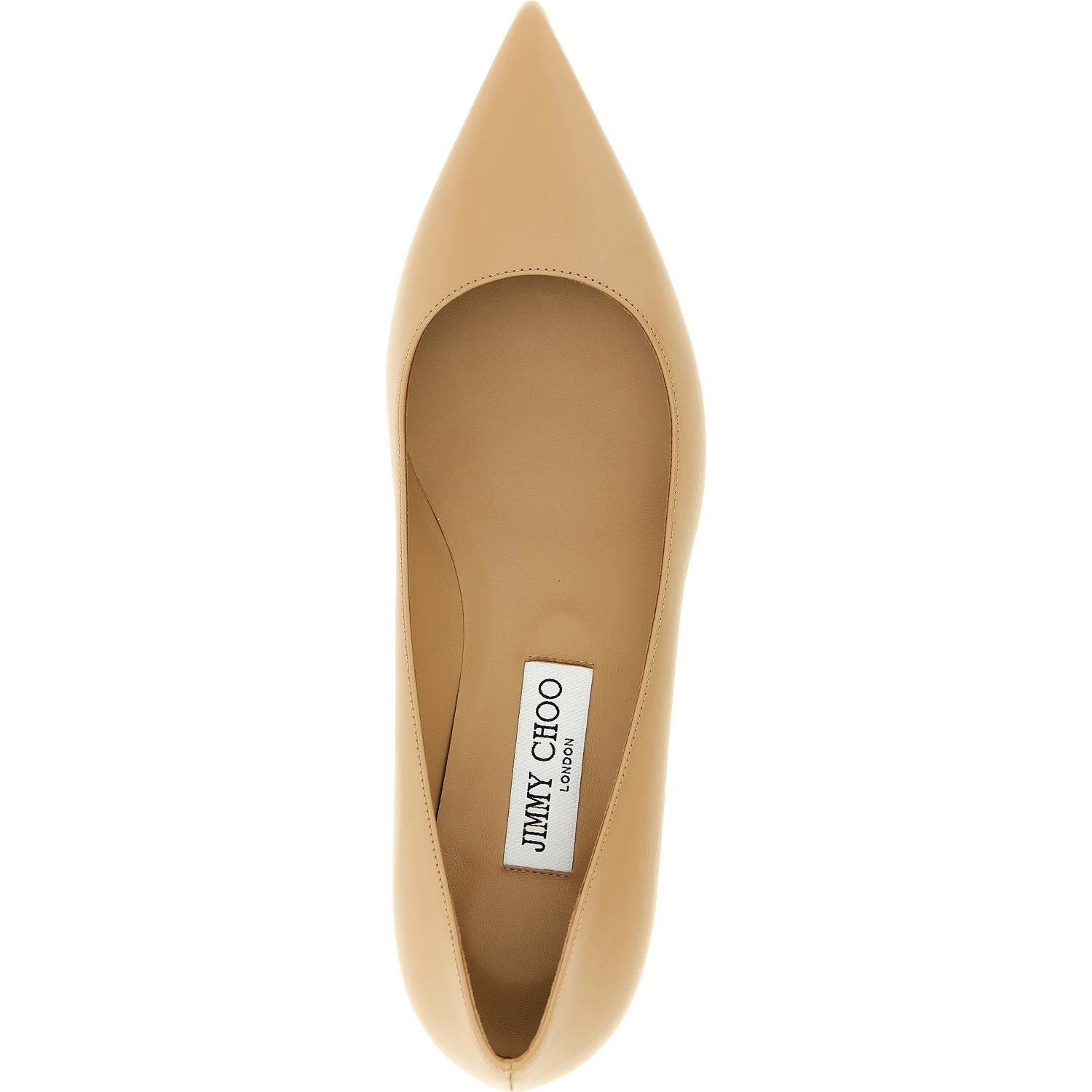 Beige Leather Mid Heel Pumps