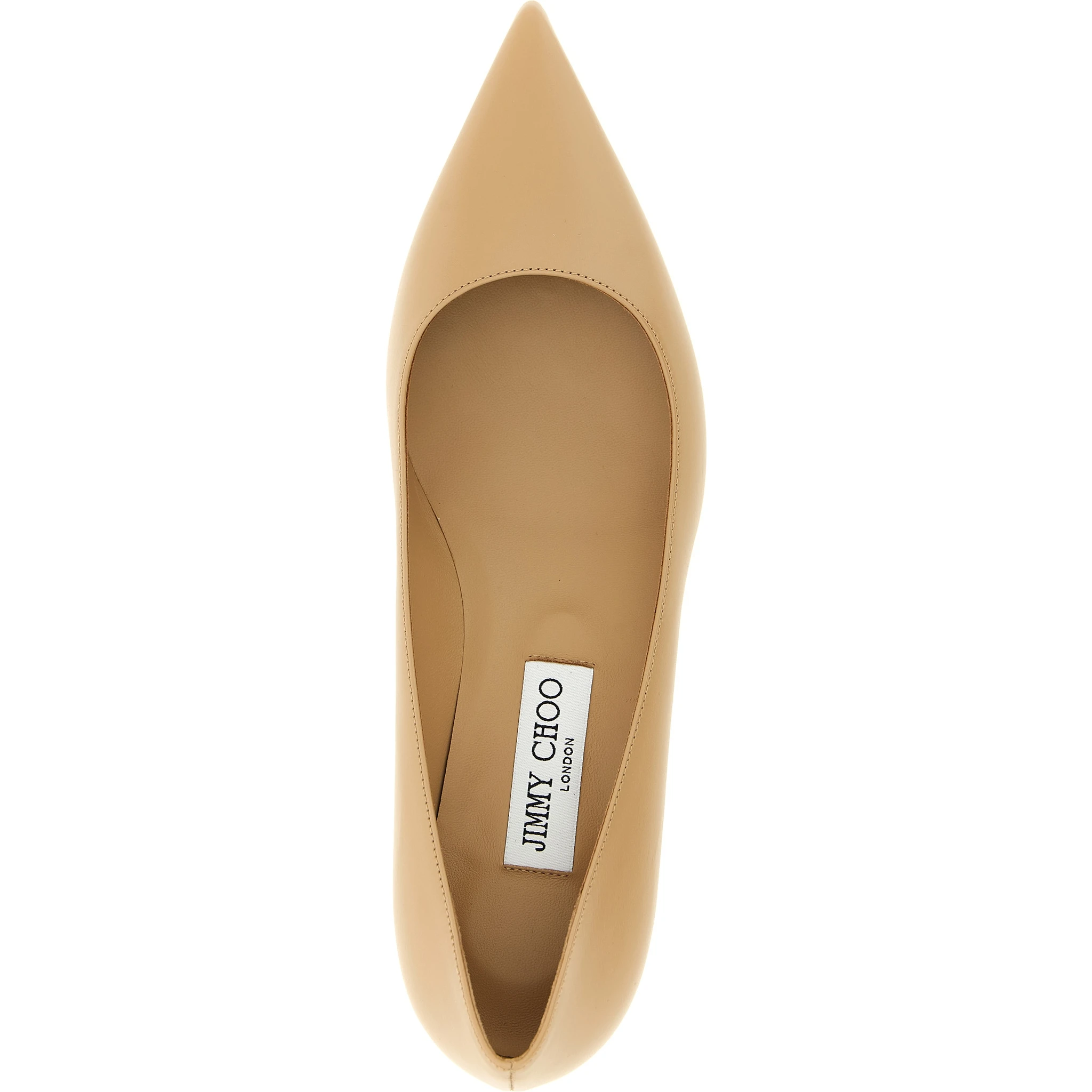 Beige Leather Mid Heel Pumps