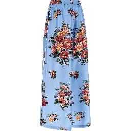 Blue Silk Casual Pants