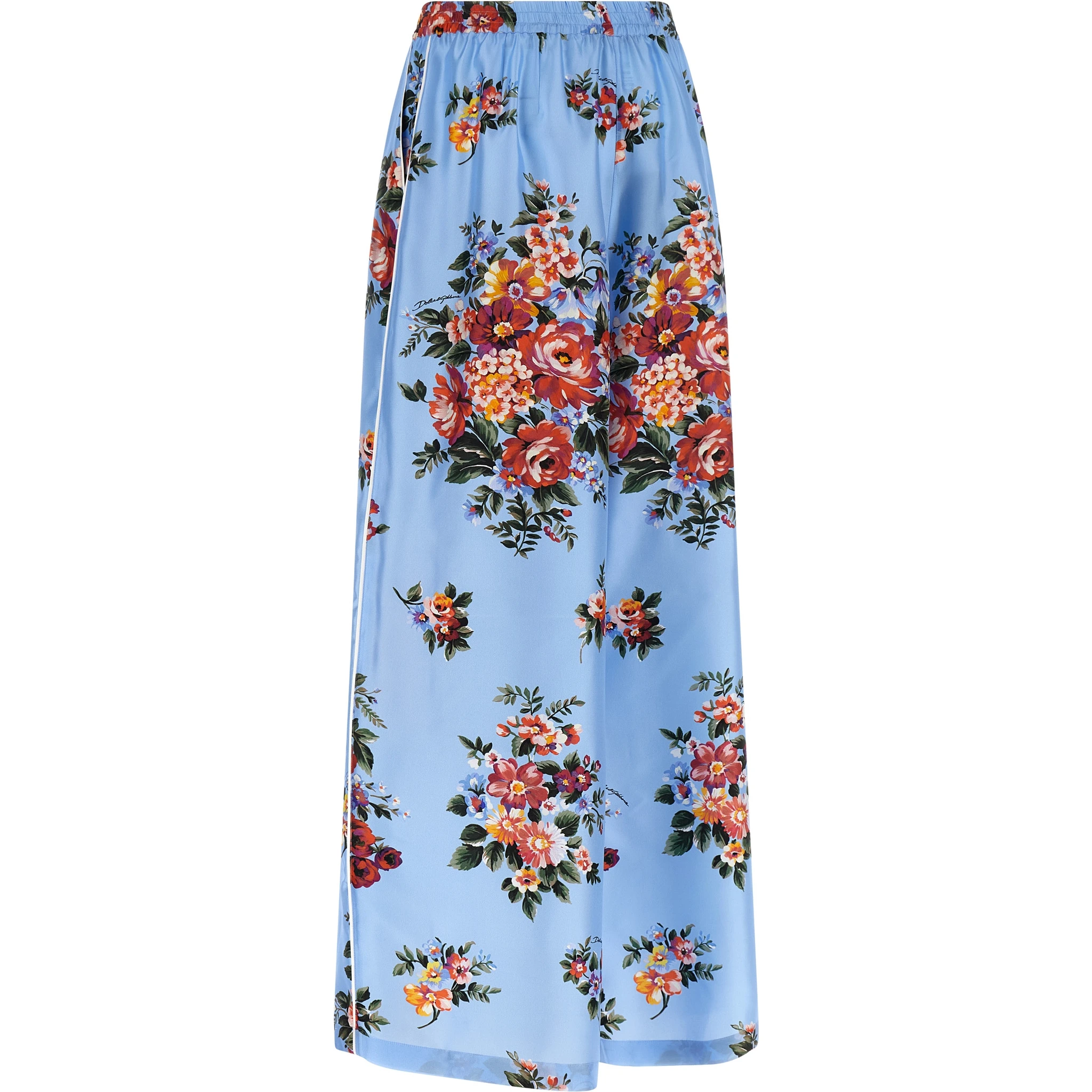 Blue Silk Casual Pants