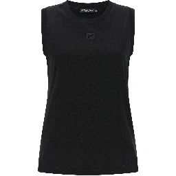 Black Cotton Sleeveles T-Shirt