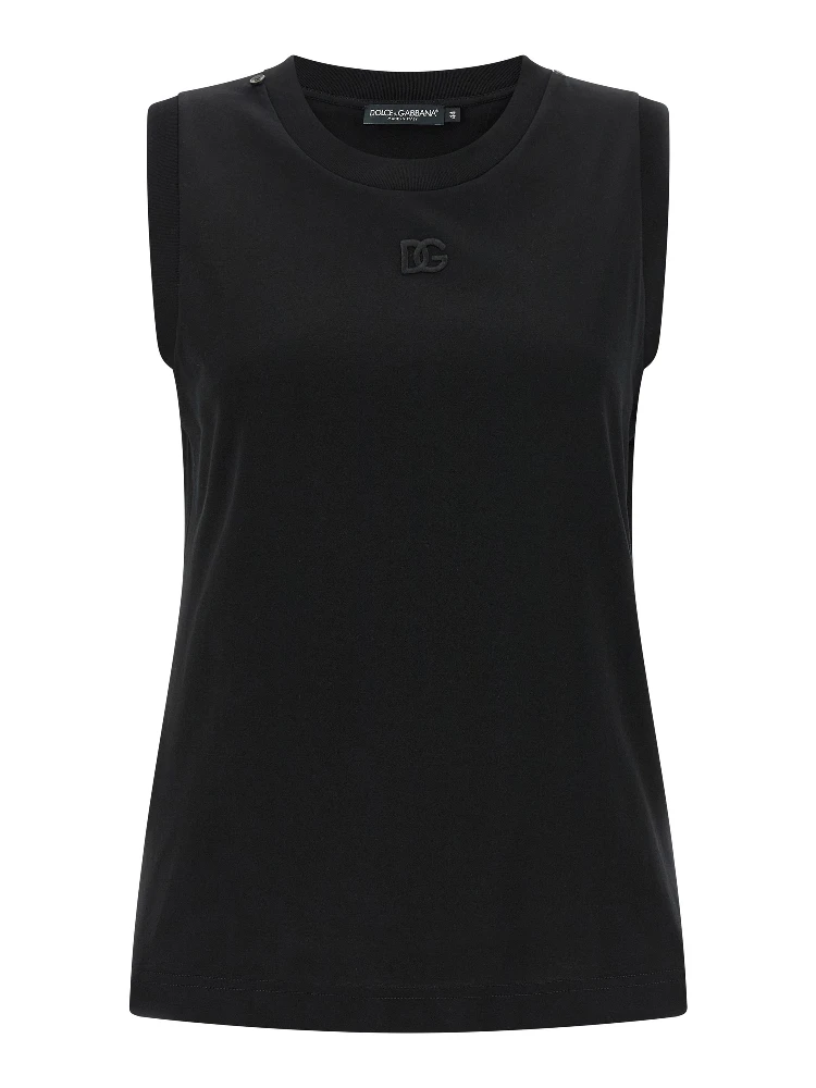 Black Cotton Sleeveles T-Shirt alternative