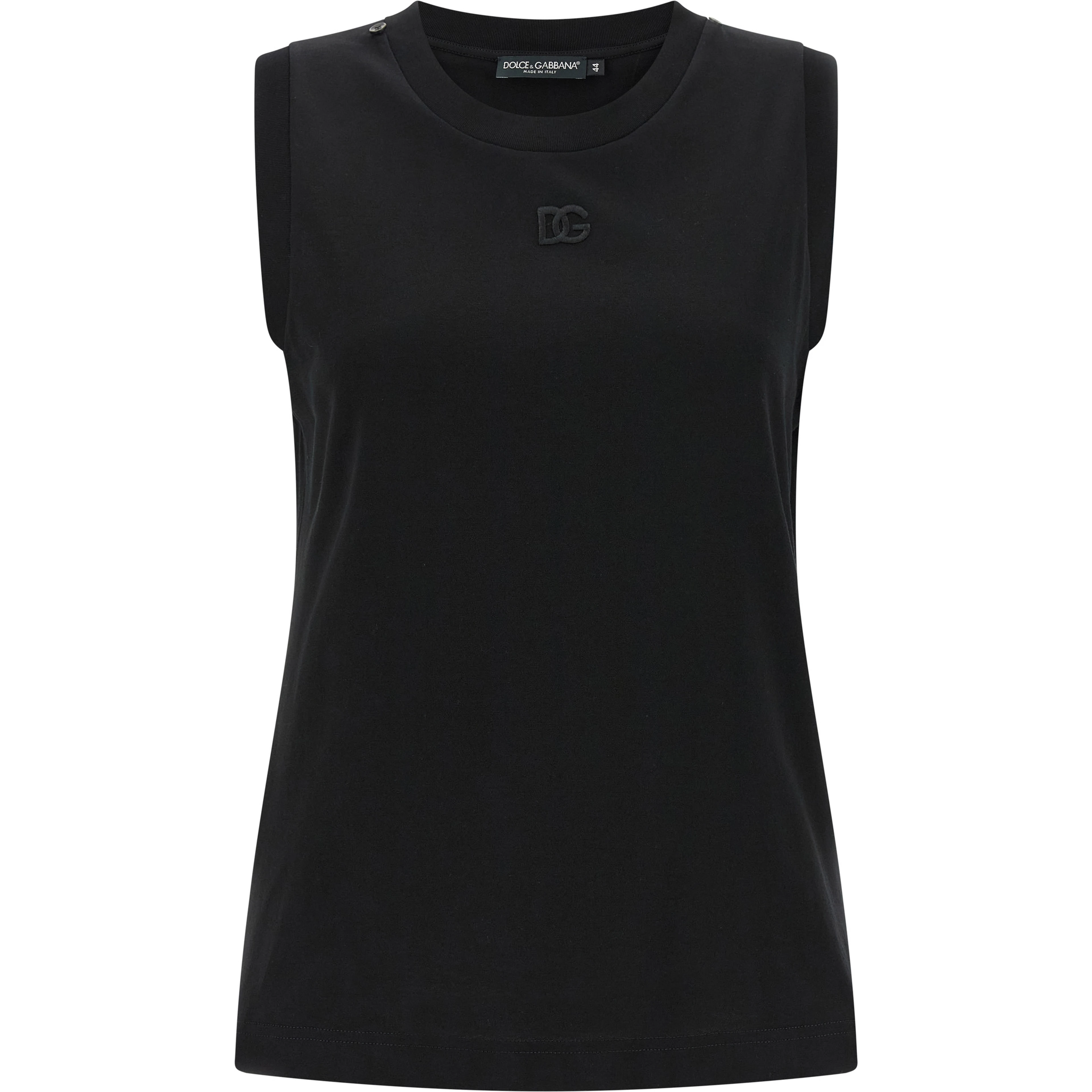 Black Cotton Sleeveles T-Shirt