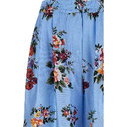 Blue Silk Casual Pants