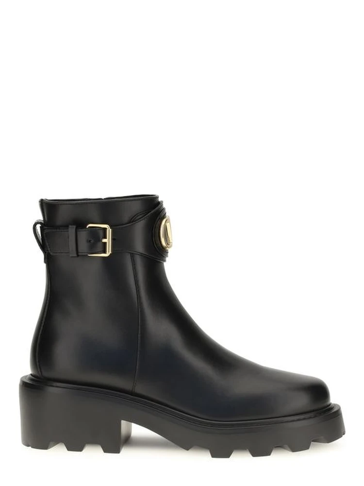Black Calf Leather Bos Taurus Ankle Boots