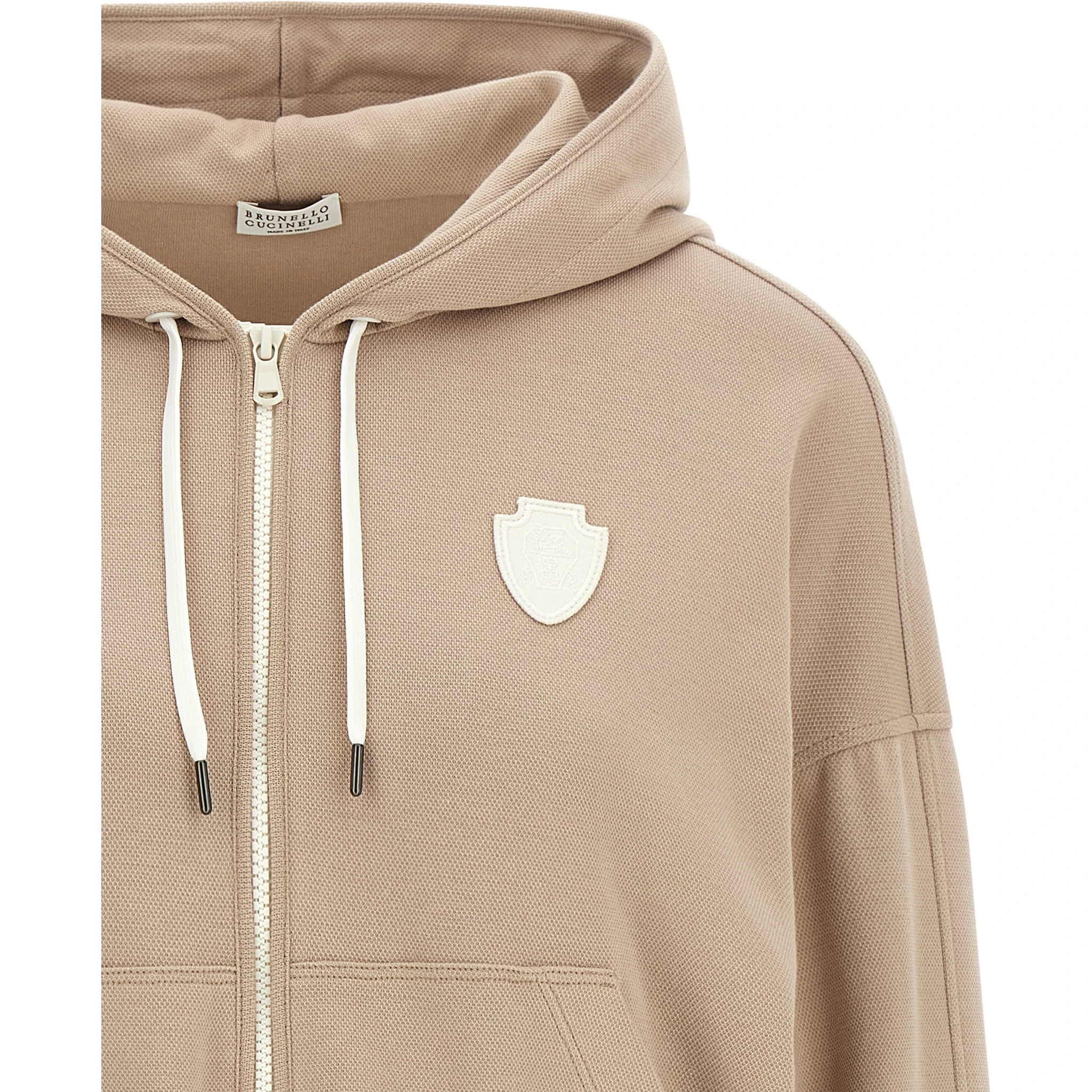 Beige Cotton Hoodie
