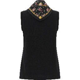 Black Cotton Sleeveles T-Shirt