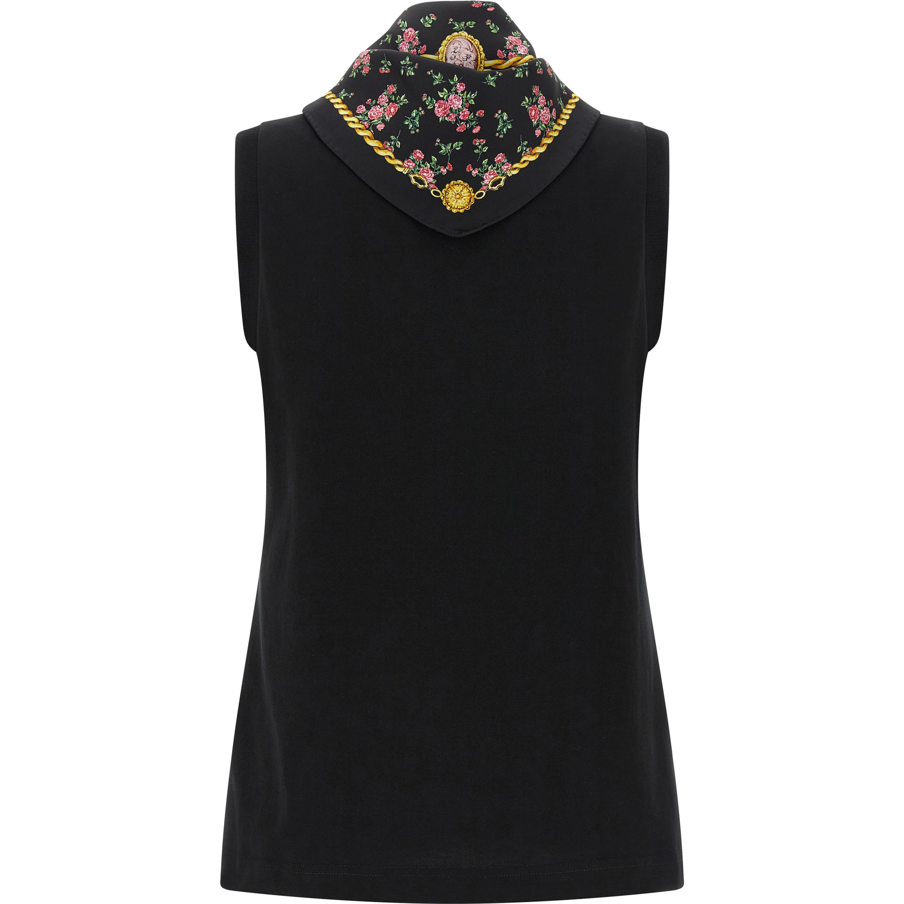 Black Cotton Sleeveles T-Shirt