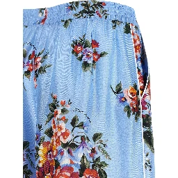 Blue Silk Casual Pants