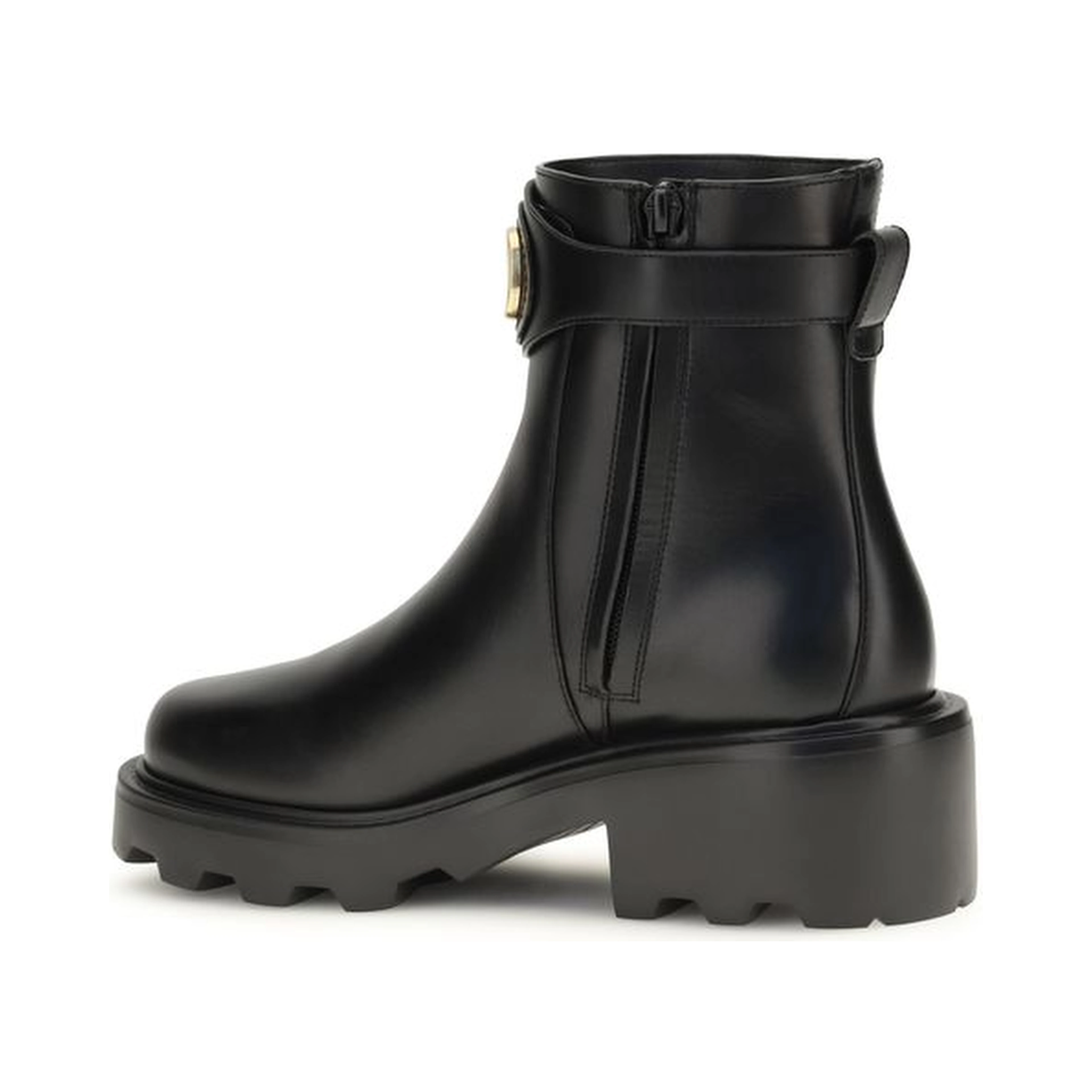 Black Calf Leather Bos Taurus Ankle Boots