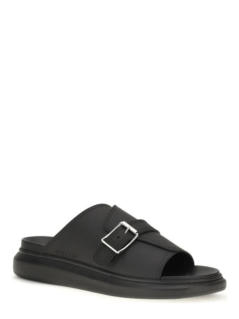 Black Calf Leather Bos Taurus Platform Sandals