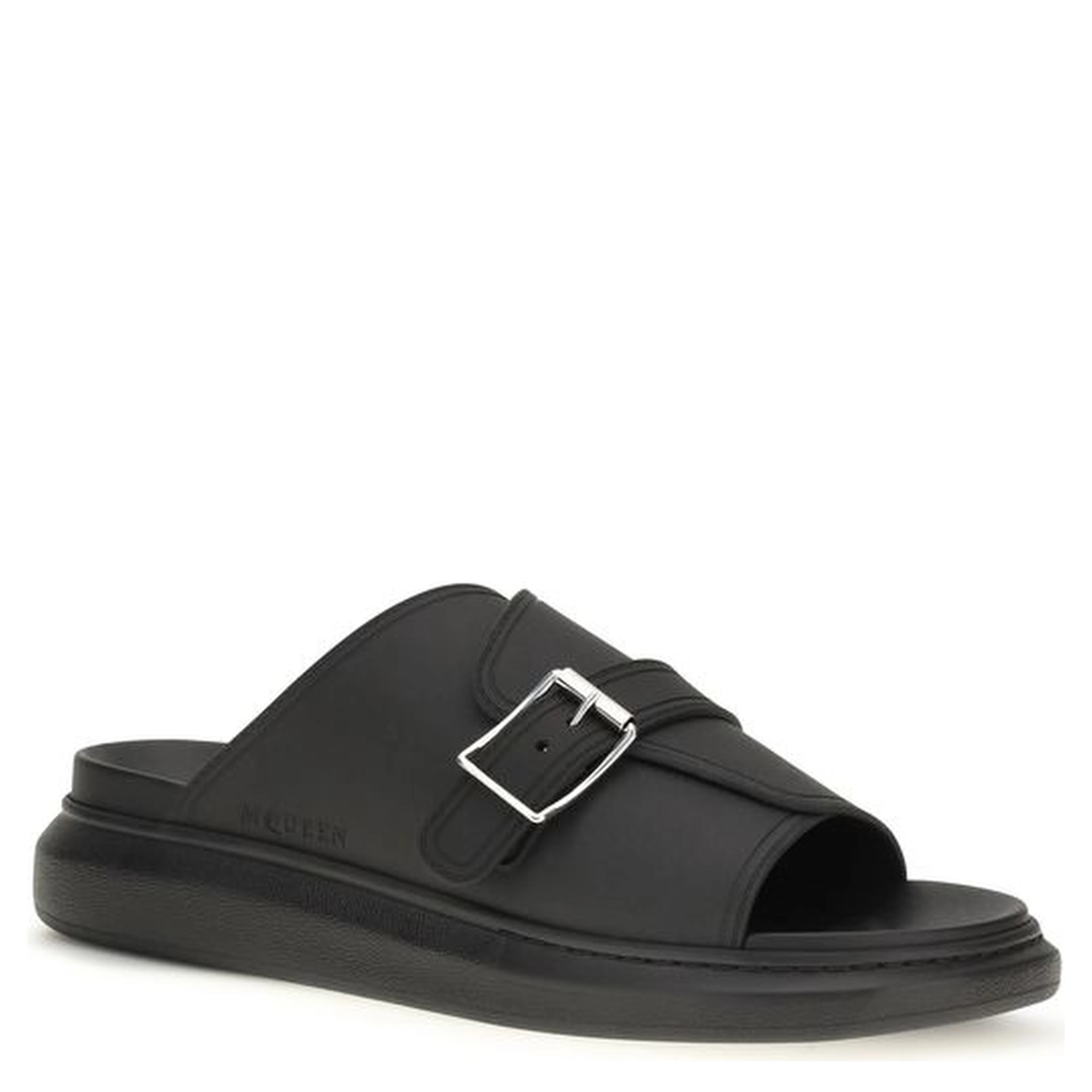 Black Calf Leather Bos Taurus Platform Sandals