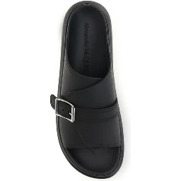 Black Calf Leather Bos Taurus Platform Sandals