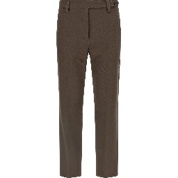 Brown Cotton Casual Pants