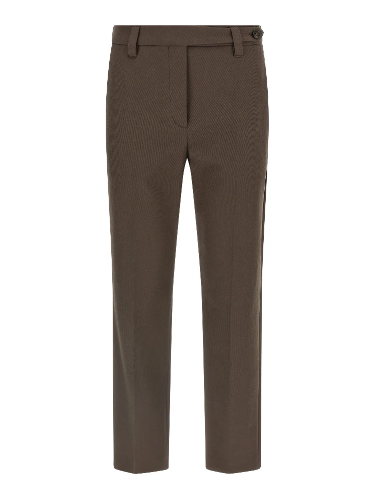 Brown Cotton Casual Pants