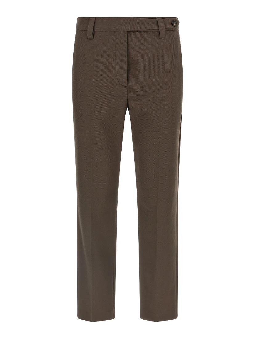 Brown Cotton Casual Pants