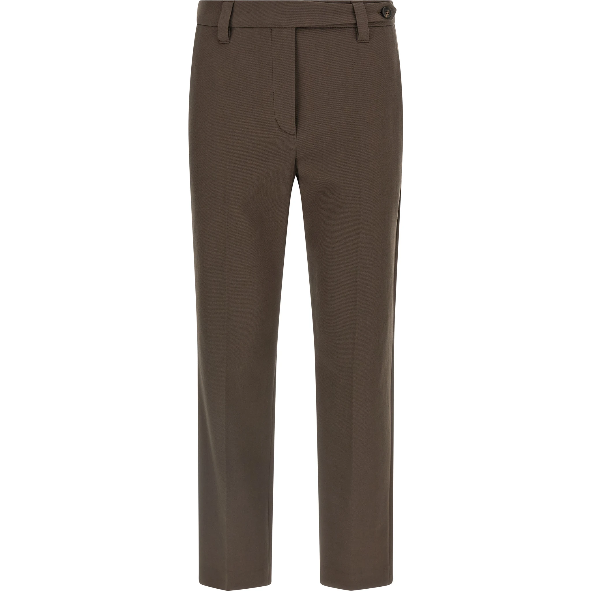 Brown Cotton Casual Pants