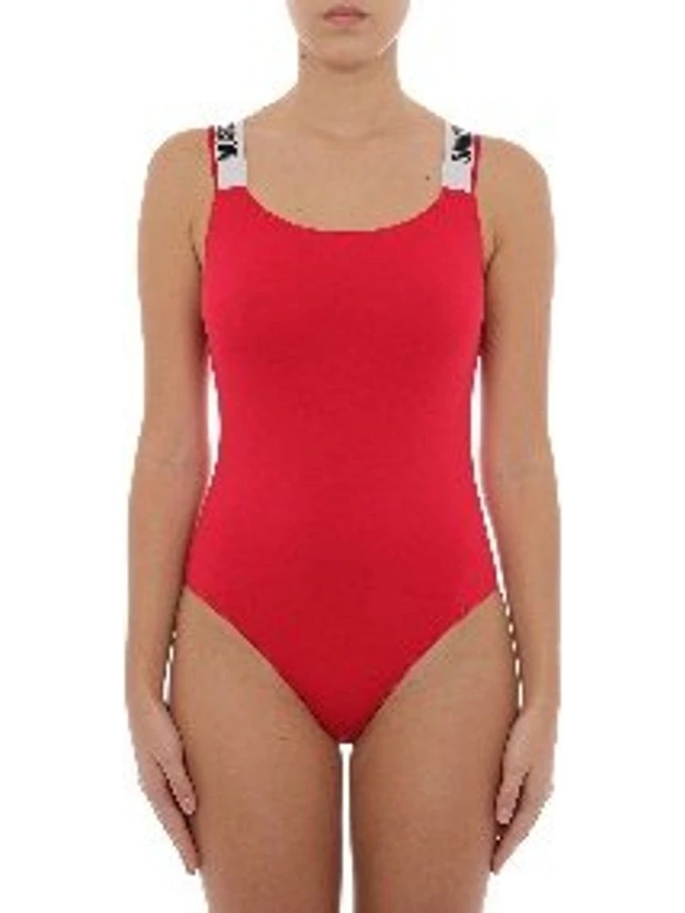 Red Cotton One-Piece Swimsuit