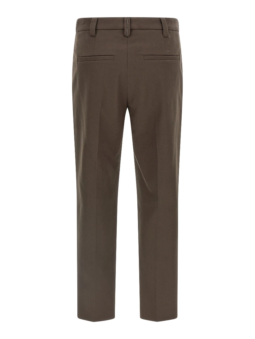 Brown Cotton Casual Pants