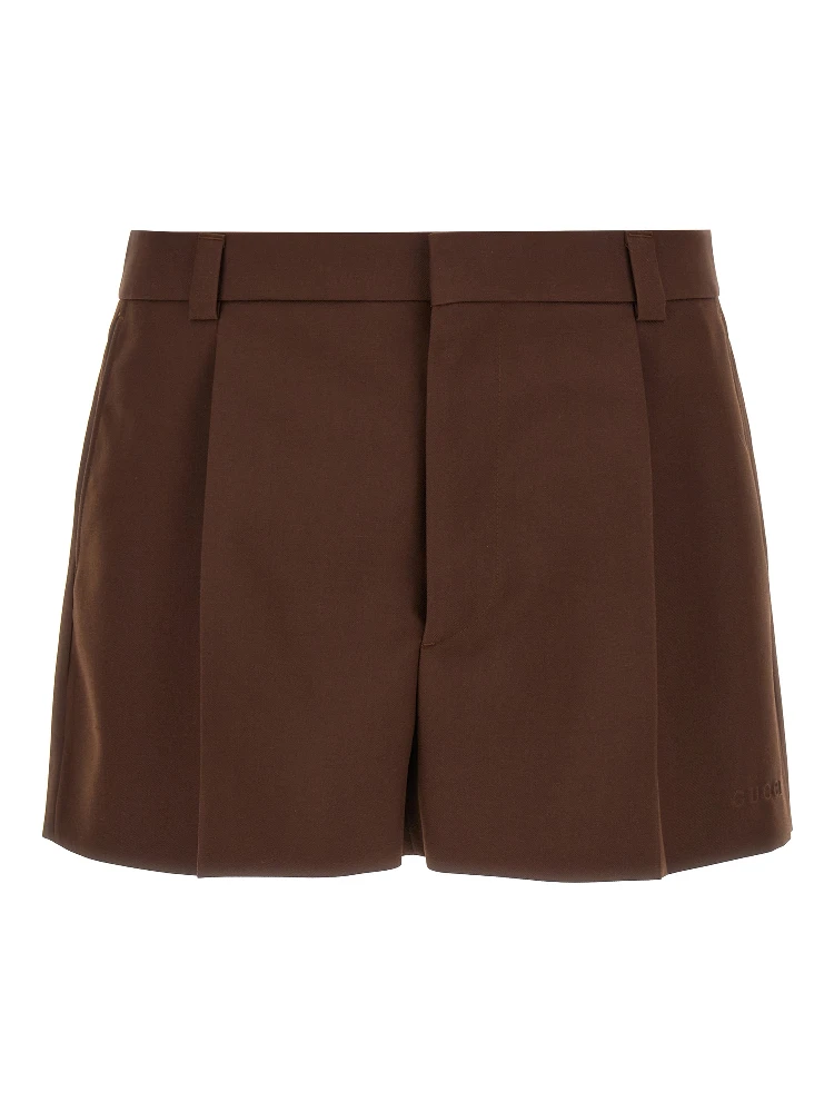 Brown Wool Bermuda Shorts